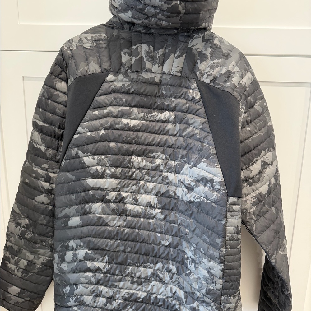 Eddie Bauer Men’s First Ascent EB800 down camo grey Puffer Jacket hoodTall Large - Picture 2 of 6